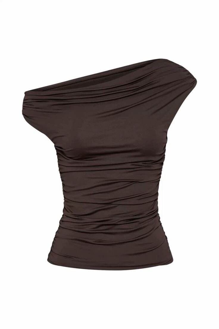 Top asymétrique marron chic