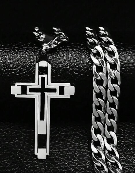Collier Croix Homme Acier Inoxydable