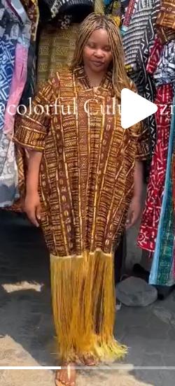 Women's dress with print and fringe