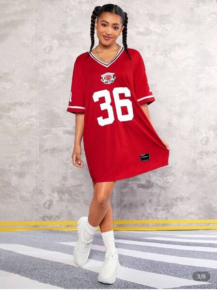 Robe T-shirt oversize rouge