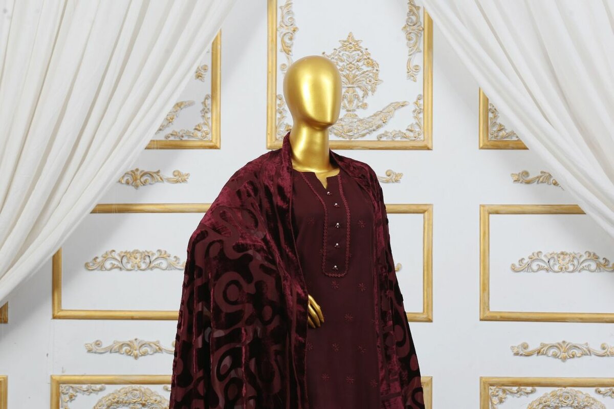 Velvet Shawl Suit Amsha By KFH
