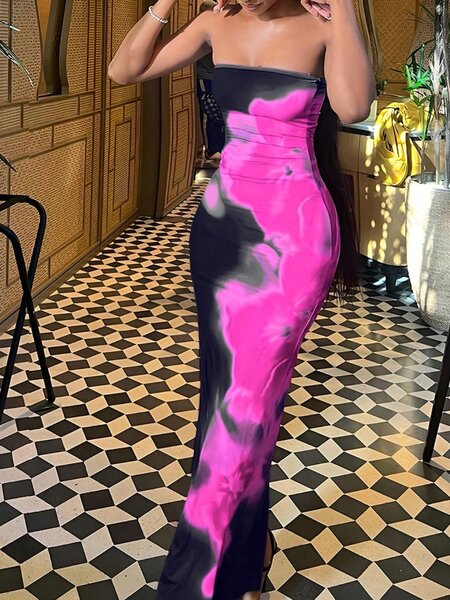 Robe longue moulante colorée