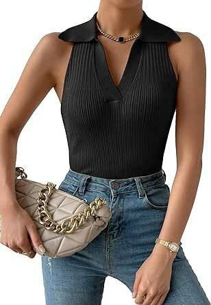 Débardeur sans manches côtelé pour femme