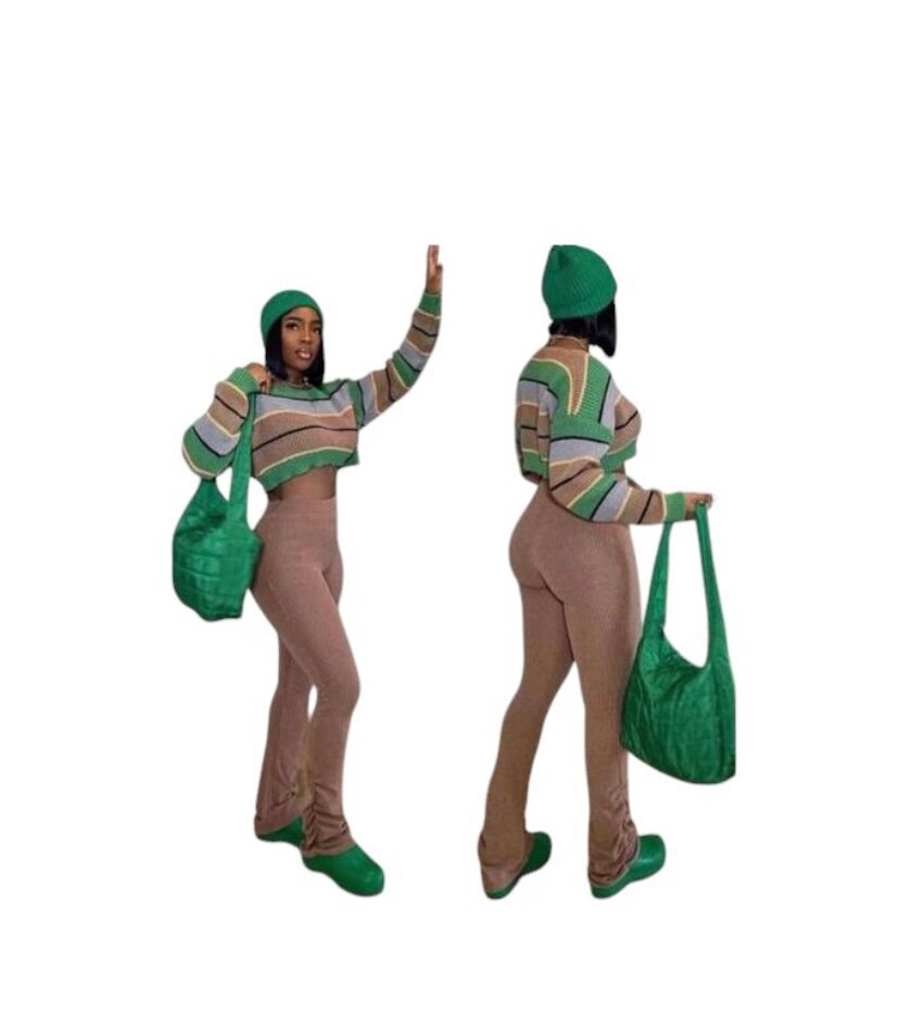 Tenue tricot rayée chic