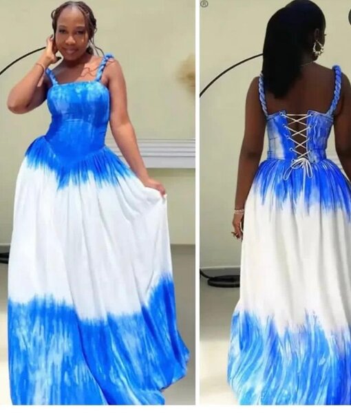 Robe longue dégradé bleue