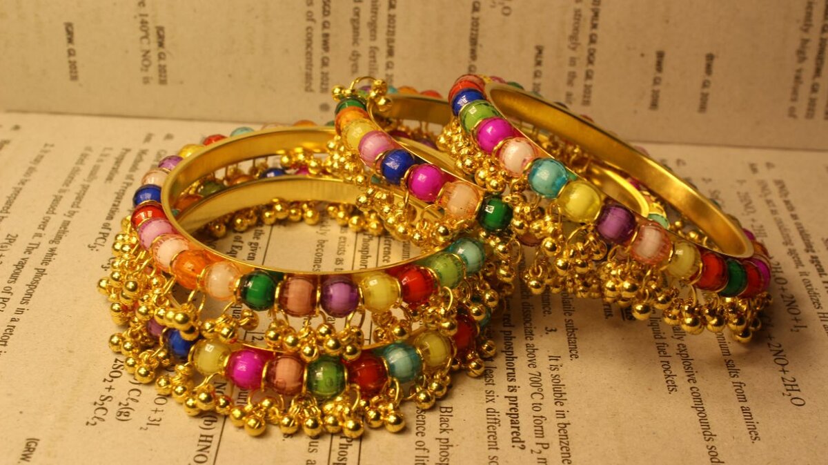 Antique Handmade Multi Color Pearls Design Bangles