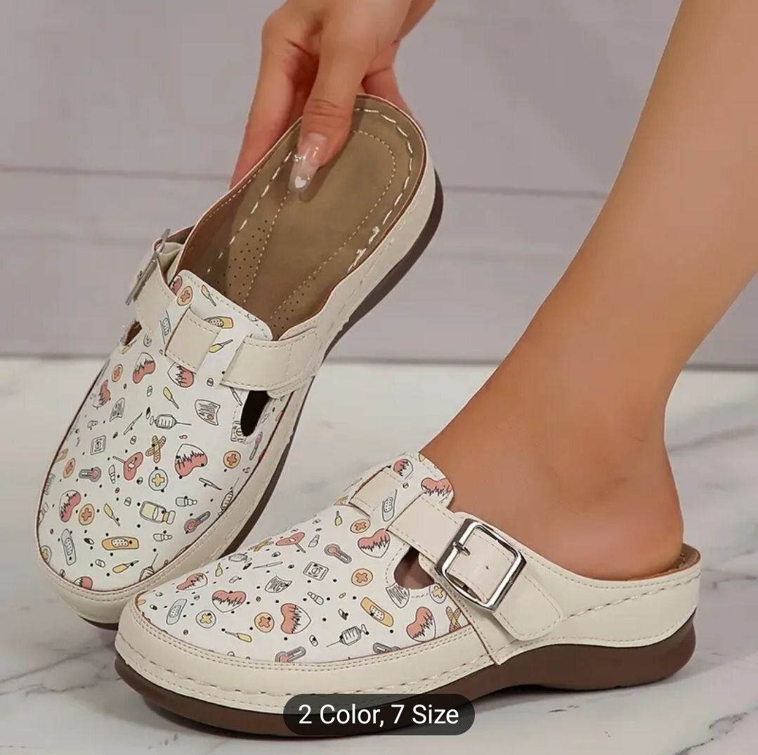 Stylish Nurse Element Print Mules