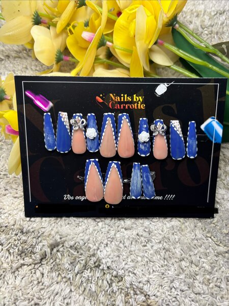 Ongles Press-On Glam Bleu
