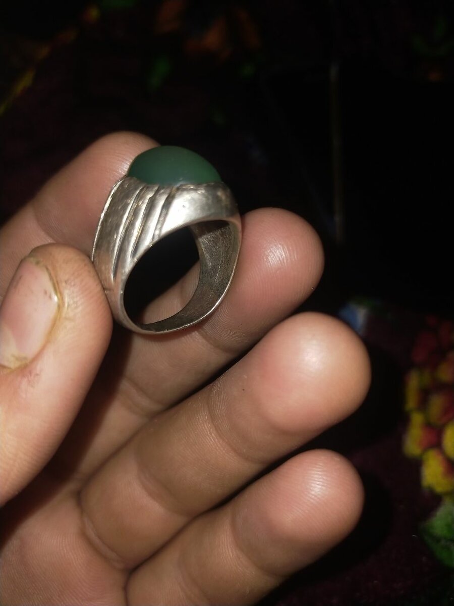 Silver ring with jadeite stone fore men