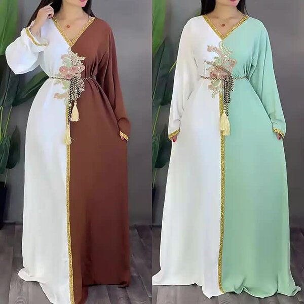 Robe longue élégante bicolore