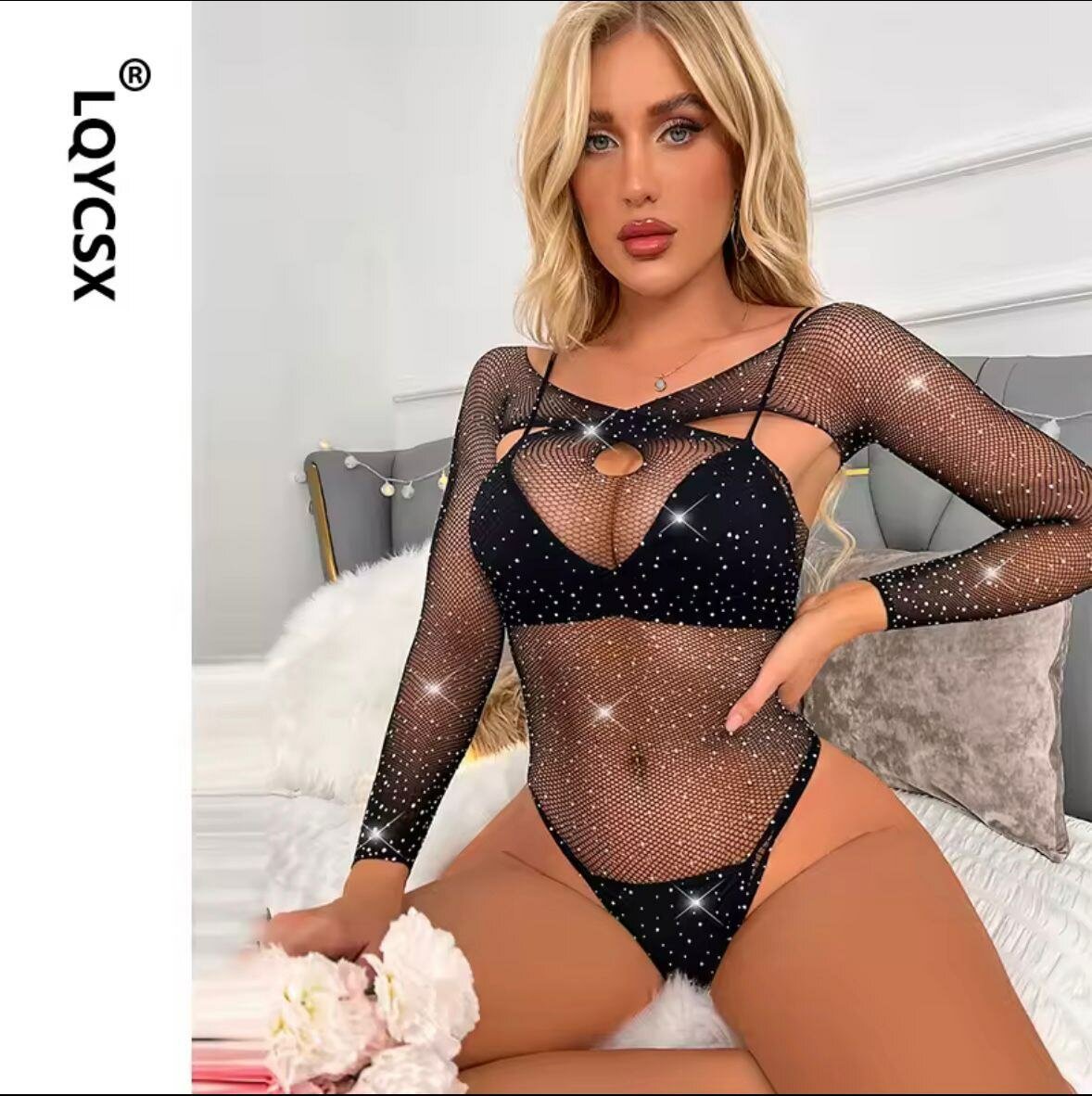 Body sexy à paillettes noire