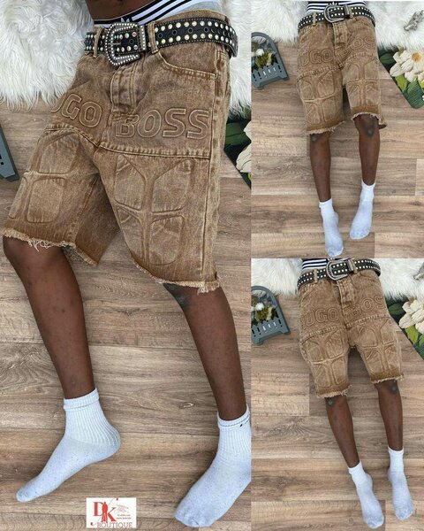 Short en jean brun pour homme