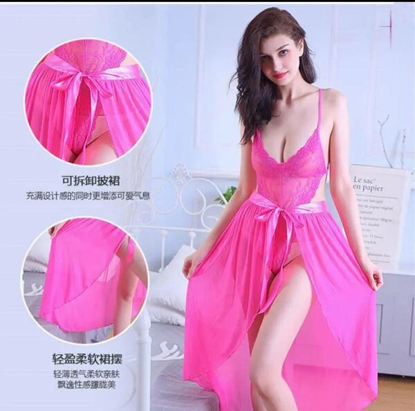 Nuisette Sexy en Dentelle Rose