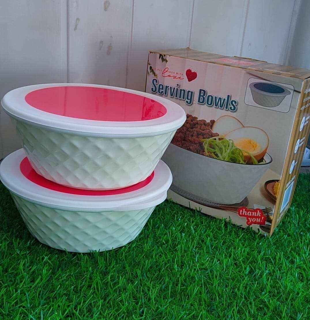 2Pcs CERAMIC FUFU BOWLS WITH SILICON LID