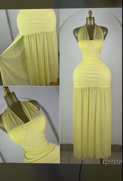 Robe longue élégante jaune