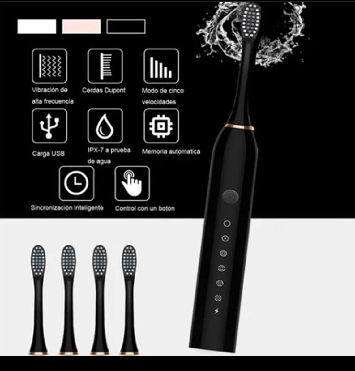 Brosse à Dents électrique étanche avec 4 Têtes de Brosse