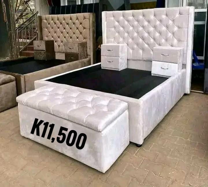 Beautiful and comfortable double bed with headboard white