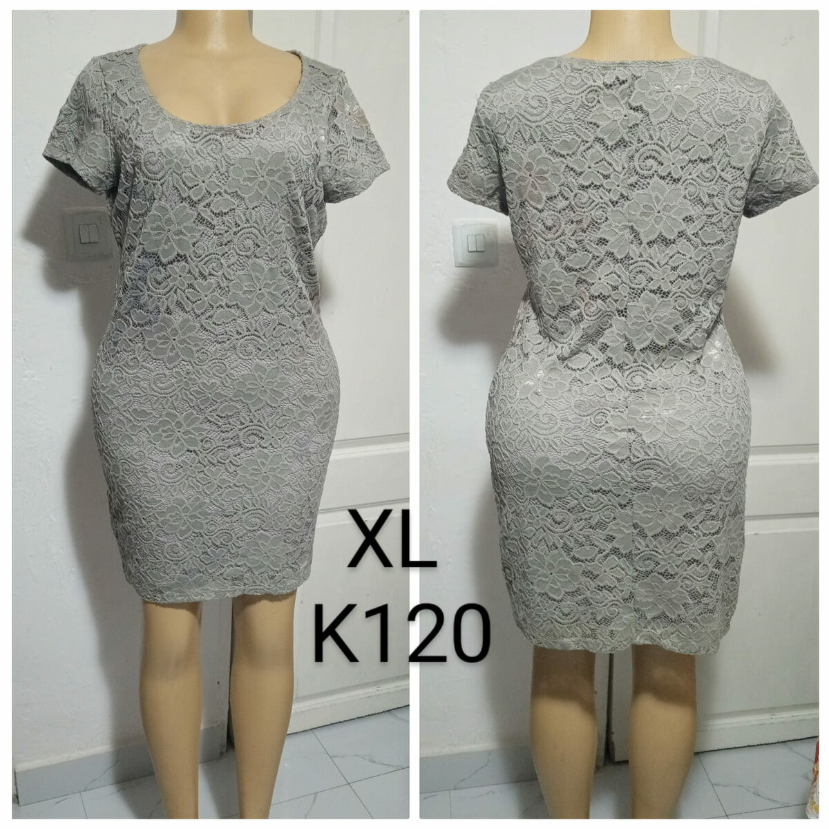 Women's grey lace dress, size XL