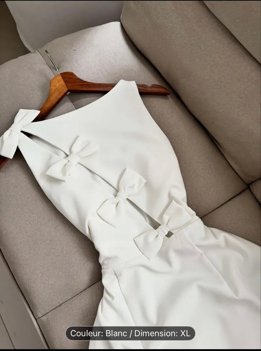 Robe Blanche Élégante Nœuds