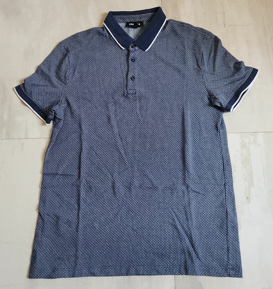 All-Over Geometric Print Polo T-shirt with Short Sleeves