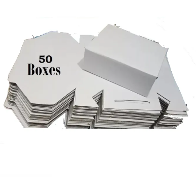 Pack of 50 White Card Board Boxes For Gift Packing