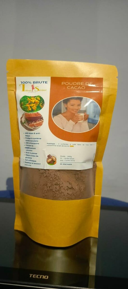 Poudre de Cacao 100% Brute