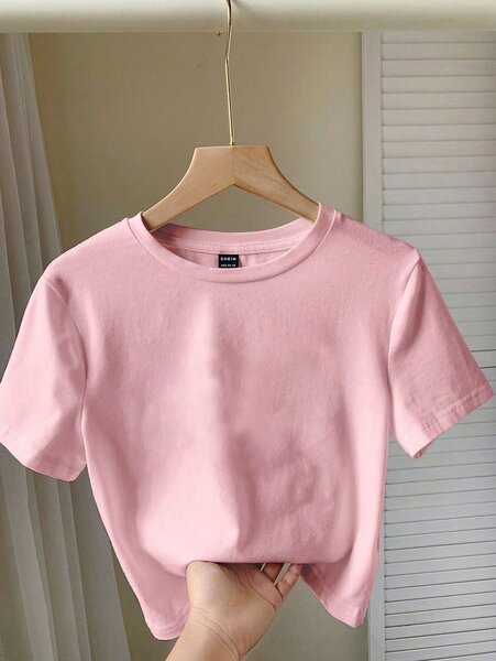 Top SHEIN coton+ bandeau rose