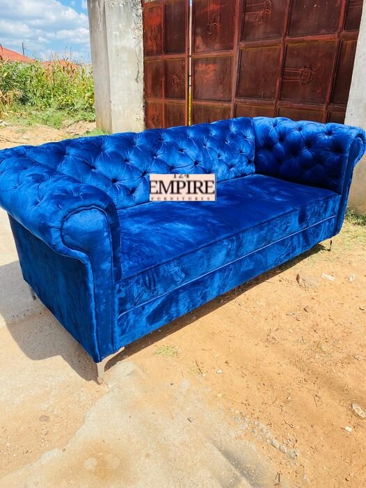 Sofa with blue upholstery