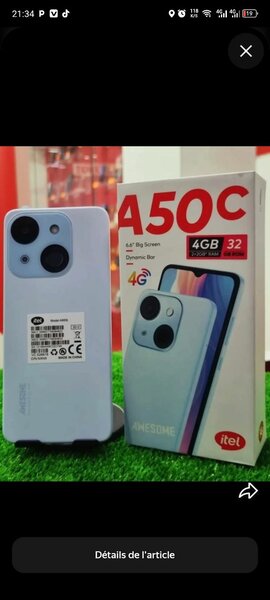 Smartphone Itel A50C 4G LTE