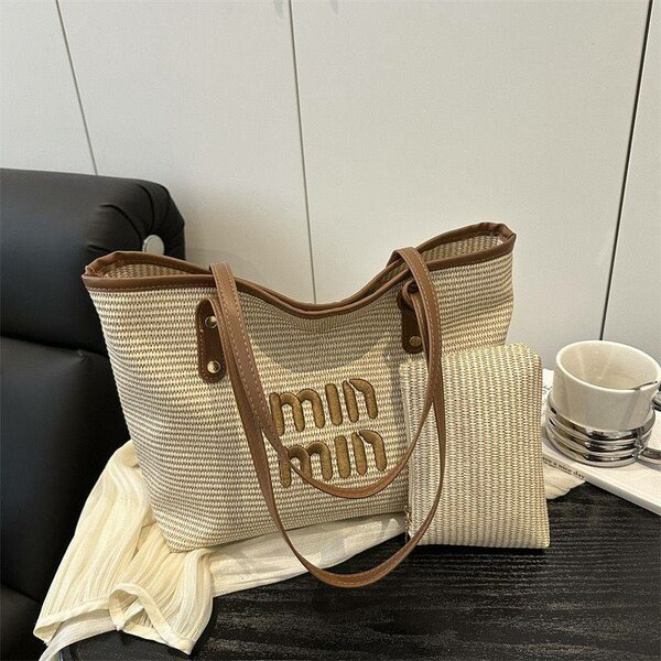 Sac fourre-tout en paille chic