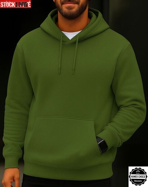Sweat à capuche vert homme