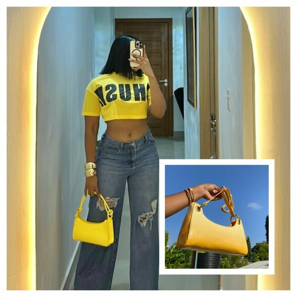 Sac Baguette Jaune Élégant