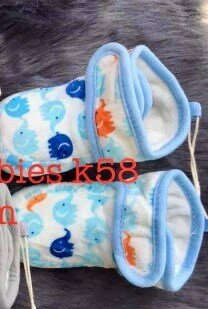 Booties with non-slip soles, blue, 06-m