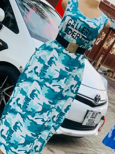 Dress green and white, abstract print