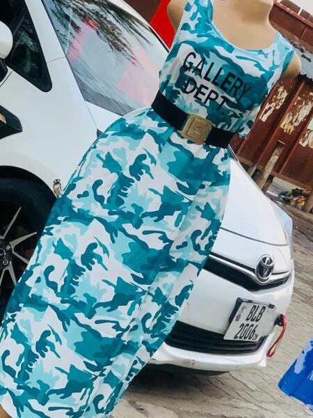 Dress green and white, abstract print