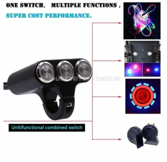 Motorcycle handlebar 3 Led light Aluminum switch