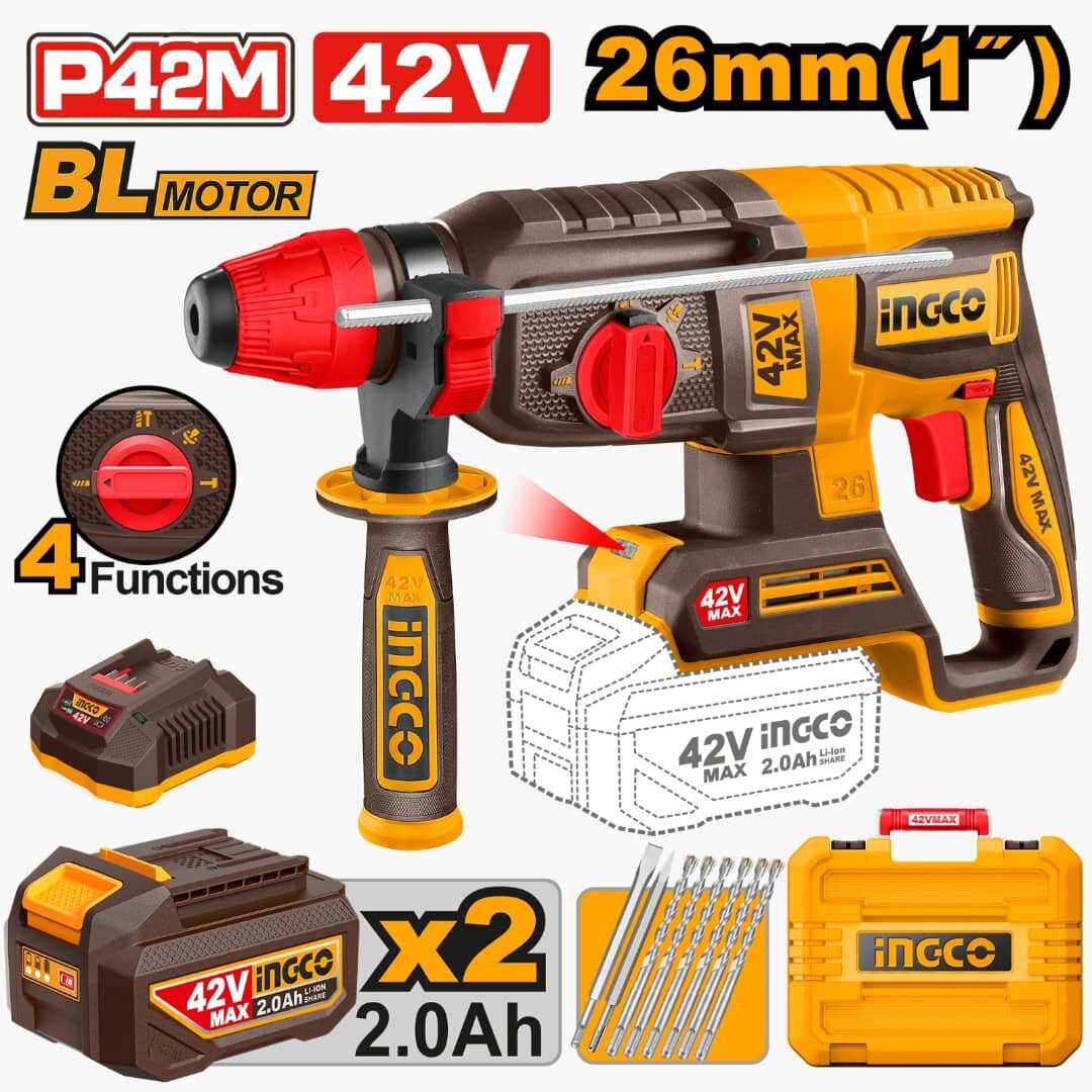 Perceuse Marteau Sans Fil 42V Ingco