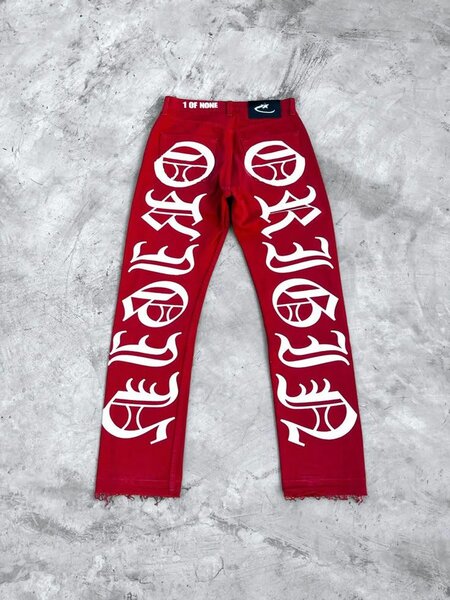 Pantalon rouge imprimé original