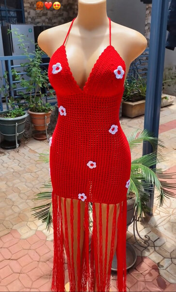 Robe Crochet Rouge Bohème