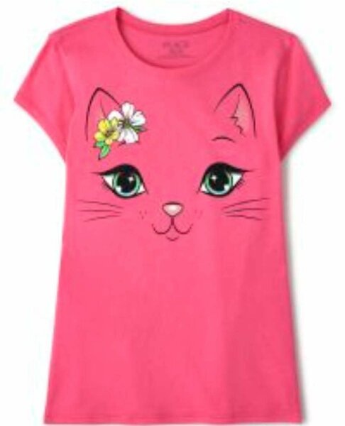The Childrens Place  Girls Short Sleeve Cat Graphic Tee - T