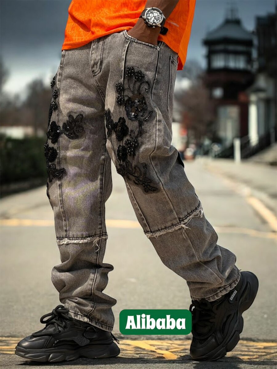 Jean streetwear brodés homme