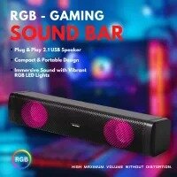 Portable RGB USB Sound Bar – 2.1 Stereo Speaker for Laptop & Desktop, Compact LED Gaming Audio, High-Quality Plug & Play Sound System for Home, Office, and Gaming