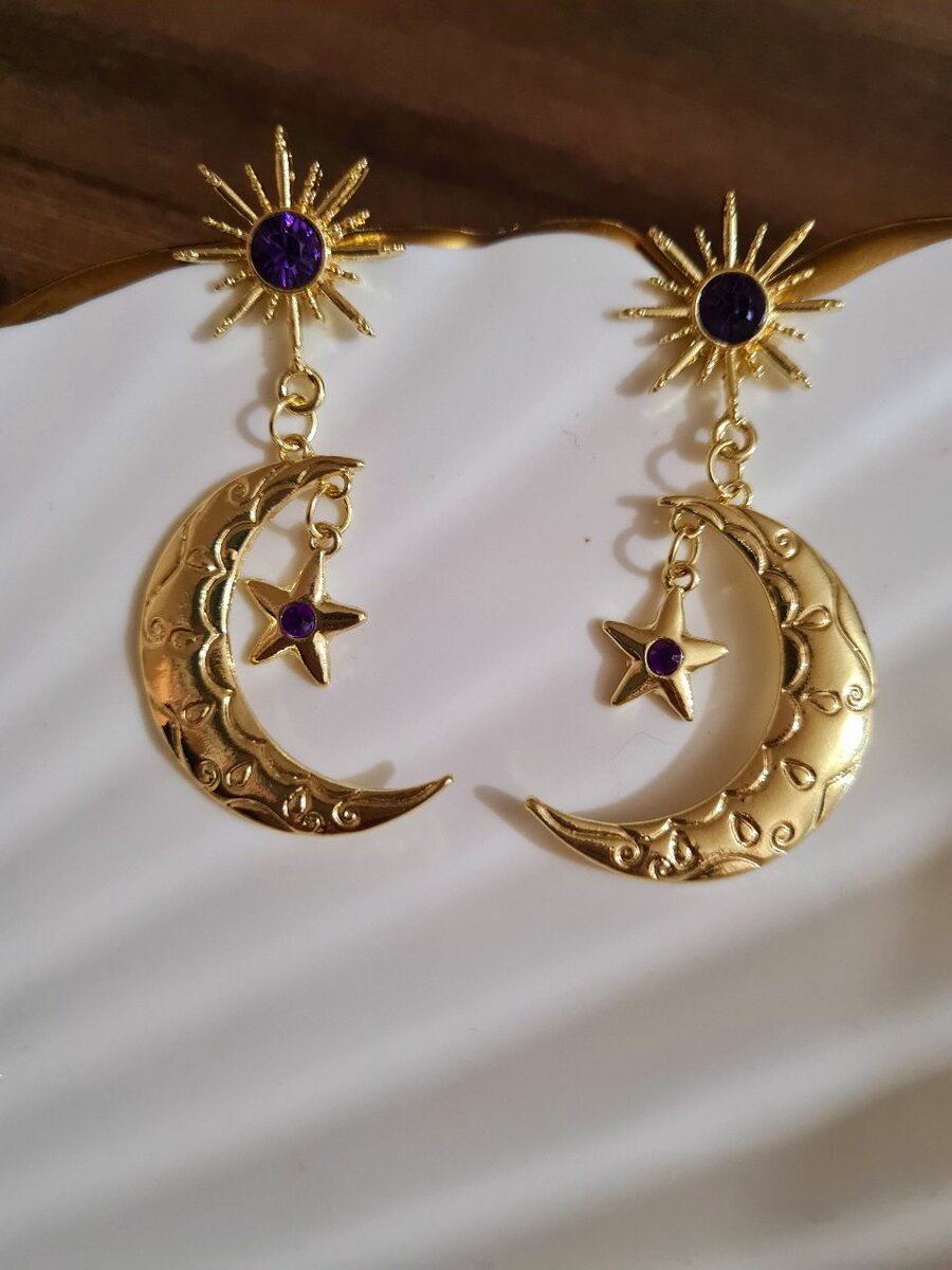 Moon and star earrings