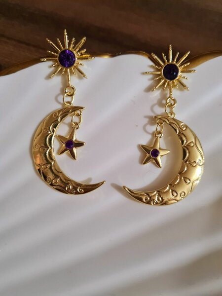 Moon and star earrings
