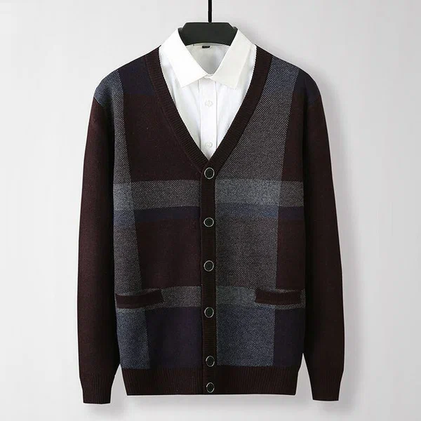 Cardigan en laine à carreaux