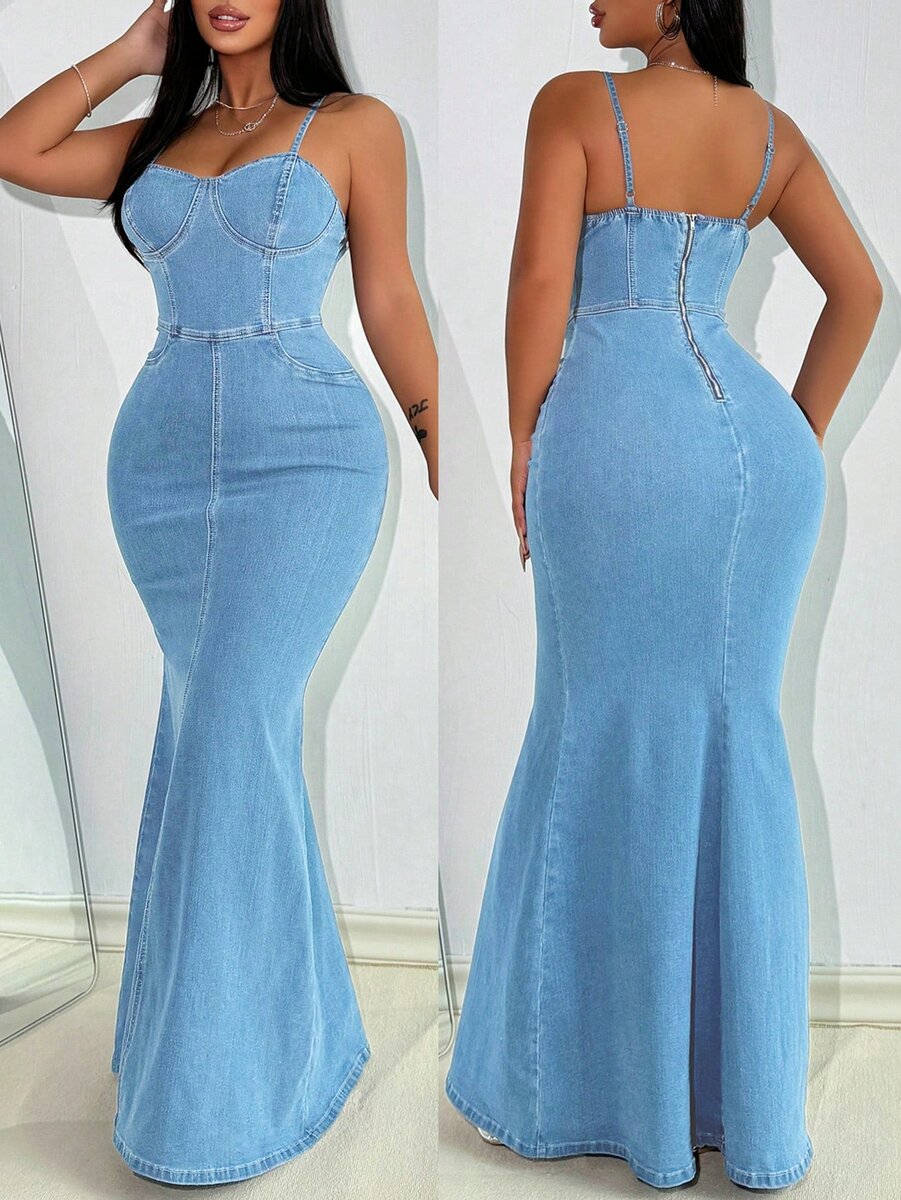 Robe longue en jean élégante