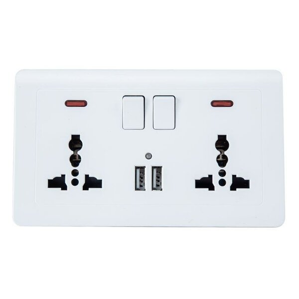 Double socket with USB port