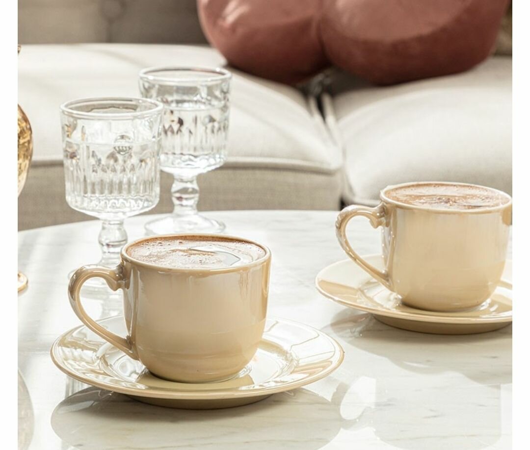 166 2 PCS 100ML FORA PORCELAIN COFFEE CUPS SET - COFFEE WITH