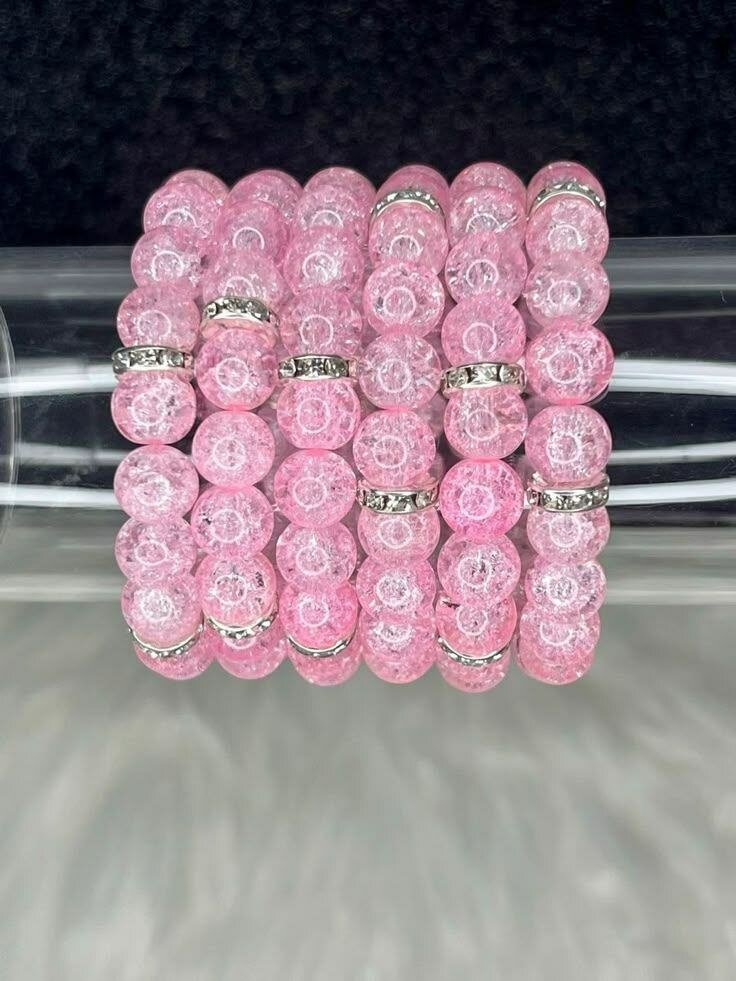 Bracelet perles roses scintillantes