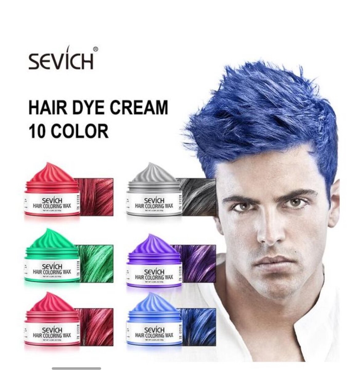 Sevich Temporary 10 Colors Hair Wax Dye Styling Pomade Blue